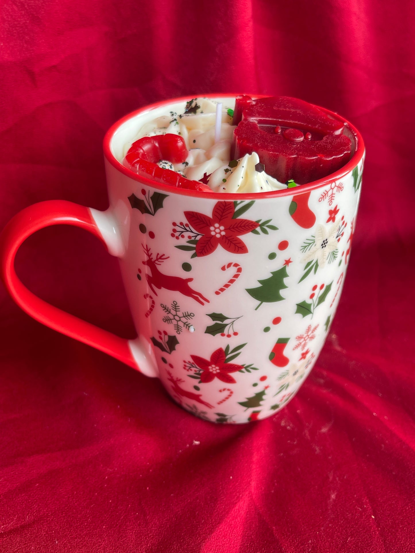 Bougie tasse chantilly noël