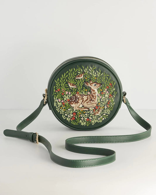 Sac brodé faon vert